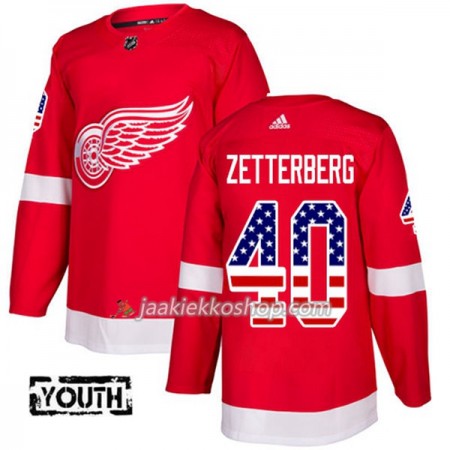 Lapsille NHL Detroit Red Wings Pelipaita Henrik Zetterberg 40 Adidas 2017-2018 Punainen USA Flag Fashion Authentic
